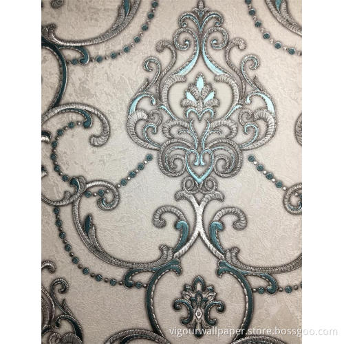 1.06 PVC Vinyl Home Decoration Damask Wallpaper
